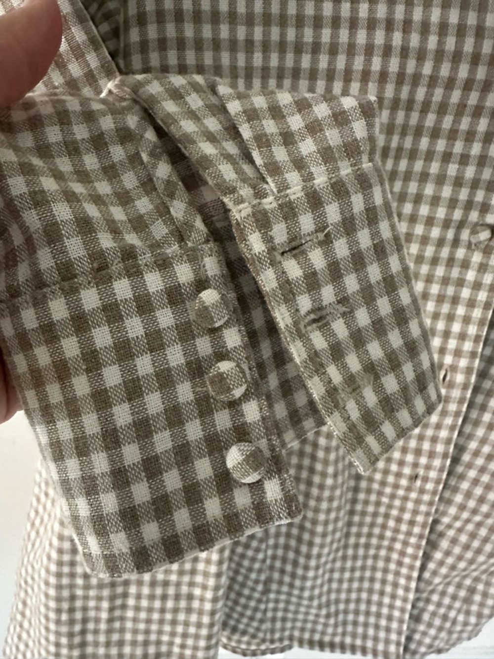 Pomander Place Tuckernuck Linen Gingham Button-Up Blazer Blouse - Picture 6 of 8